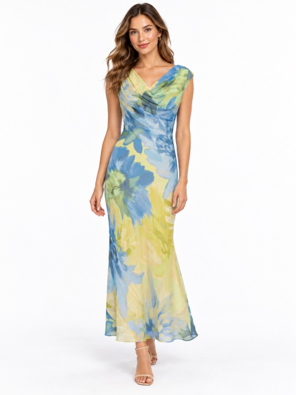 Betsy & Adam - Petite Floral Chiffon Maxi Dress